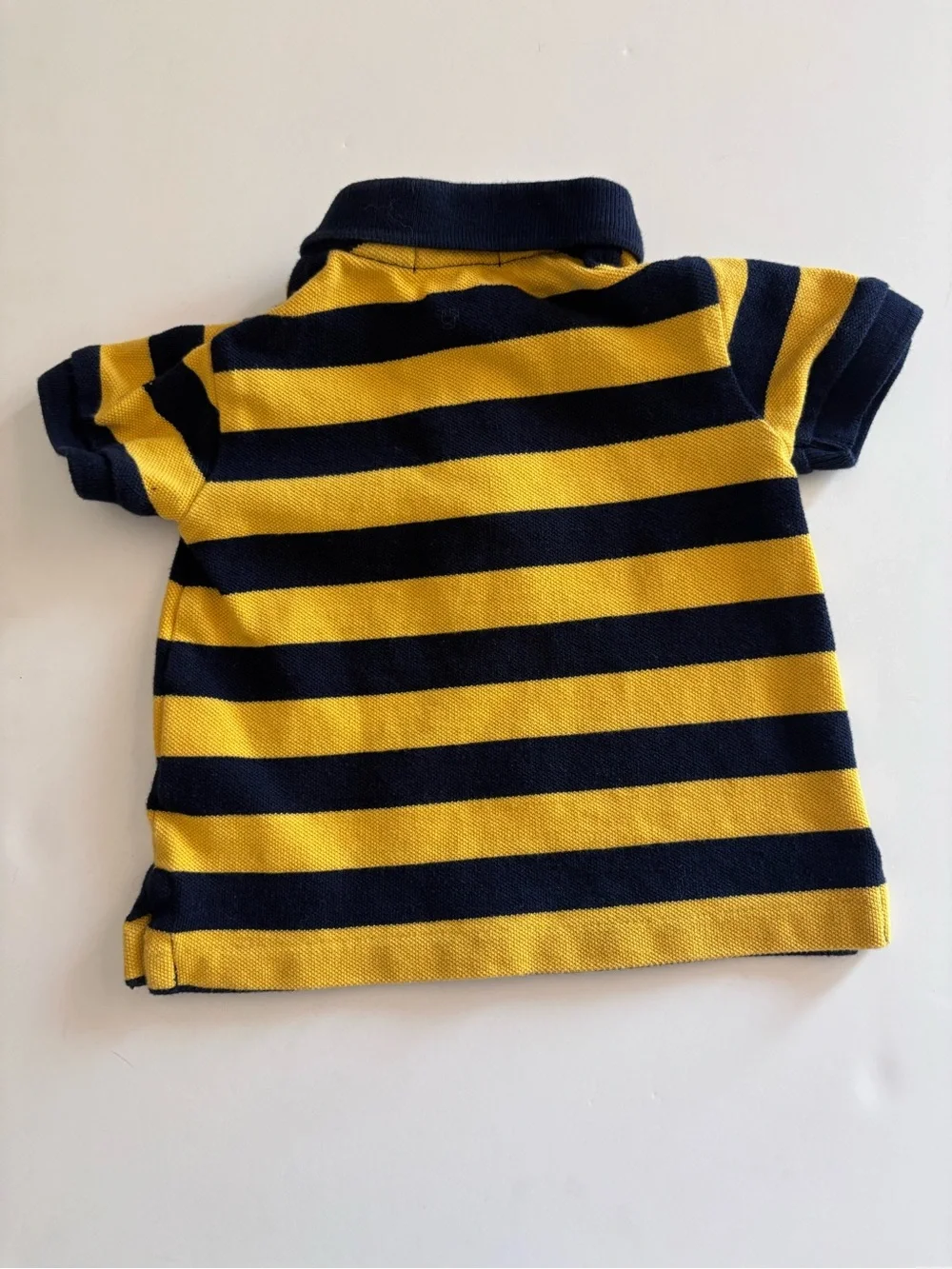 RALPH LAUREN Polo Shirt Striped Yellow Navy Blue Infant Baby Boy Size 6 Months